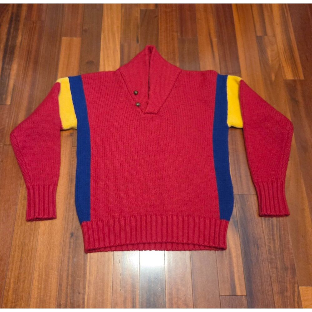 VTG Polo Ralph Lauren M Ski Sweater Chunky Wool Knit Colorblock